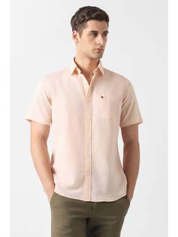 Van Heusen - Peach Solid Regular Fit Shirt