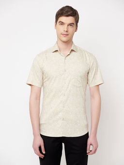 CRIMSOUNE CLUB - Men Beige Floral Shirt