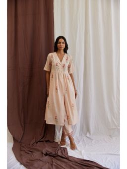 MAAND - Peach Pure Cotton Floral Printed Kurta with Pant