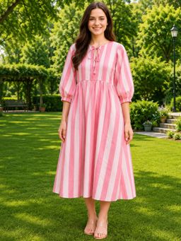 HOUSE OF JAMOTI - Pink Rosbelle Midi Dress