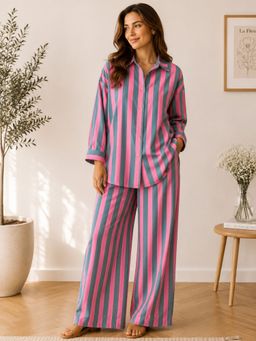 HOUSE OF JAMOTI - Multi-Color Cotton Stripe Printed Shirt and Pant