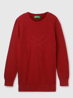 United Colors of Benetton - Boys Regular Fit Round Neck Woven Sweater