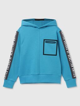 United Colors of Benetton - Blue Boys Regular Fit Hooded Neck Printed Sweatshirt