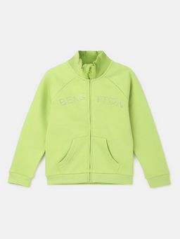 United Colors of Benetton - Green Regular Fit High Neck Solid Girls Sweatshirt