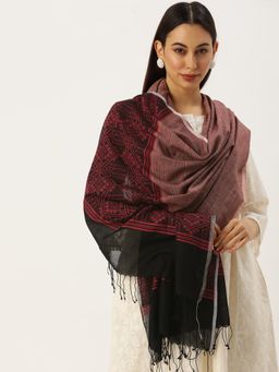 ArtEastri - Red & Black Cotton Assamese Dupatta