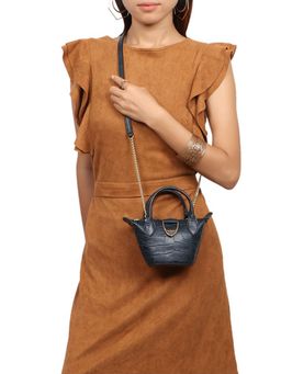 Hidesign - Rosario 04 Womens Textured Sling Bag - Navy Blue (L)