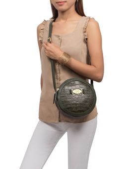 Hidesign - Selena 03 Womens Textured Crossbody Bag - Green (L)