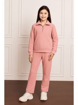StyleStone - Girls Powder Pink Fleece Sweatshirt and Trouser