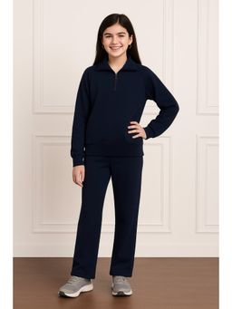 StyleStone - Girls Navy Blue Fleece Sweatshirt and Trouser