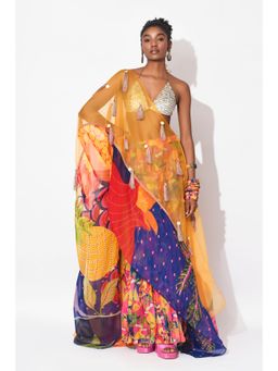 RISHI & VIBHUTI - Multi Colour Spectrum Blouse with Lehenga and Dupatta (Set of 3)