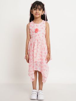 Creative Kids - Polyester Duck Print Fit And Flare Girls Dress - Pink