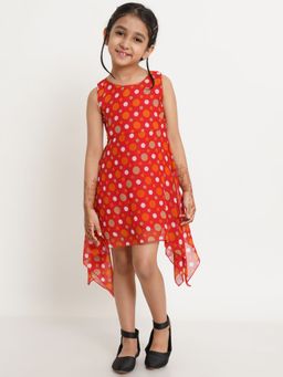 Creative Kids - Polka-dot High And Low A-line Girls Dress - Red And White