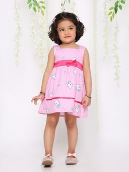 KID1 - Floral Bow Party Dress -pink