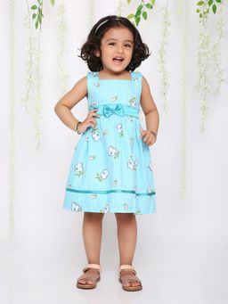 KID1 - Floral Bow Party Dress -blue