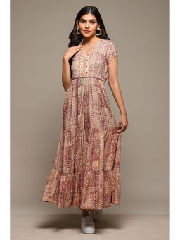 Biba - Womens Grey Printed Rayon Straight Jumpsuit