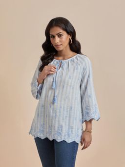 Mukul - Blue The Tassels and Threads Top