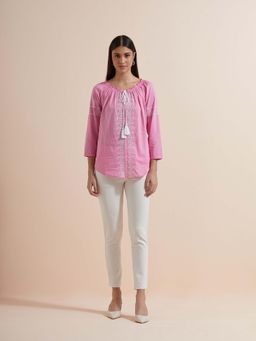 Mukul - Pink Embroidery Top