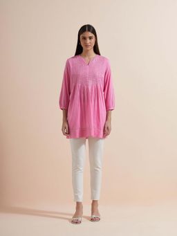 Mukul - Pink Embroidery Top