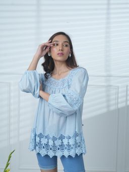Mukul - Blue The Gala Lace Top