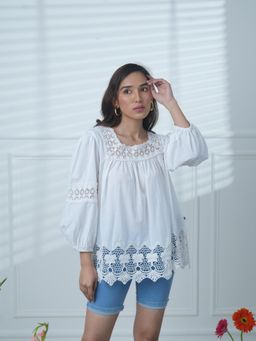 Mukul - White The Gala Lace Top