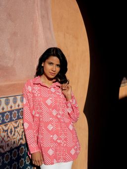 Mukul - Pink Nandini Embroidered Shirt