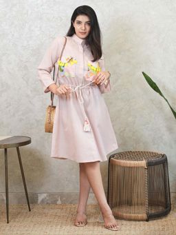 KALALOOM - Pastel Pink Tropical Pocket Dress