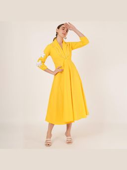 KALALOOM - Yellow Double Collar Dress