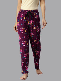Kryptic - Purple Floral Printed Pyjama for Women