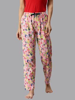 Kryptic - Pink Floral Printed Pyjama for Women