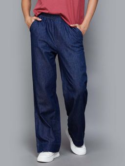 Xpose - Navy Blue Cotton Denim Trouser