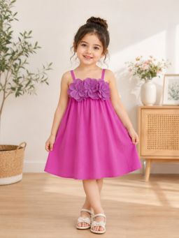Shopbloom - Girls Magenta Floral Blossom Charm Dress