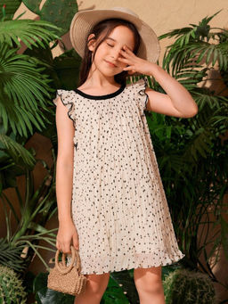 Purple United Kids - Girls Cream Polka Dot Printed Dress