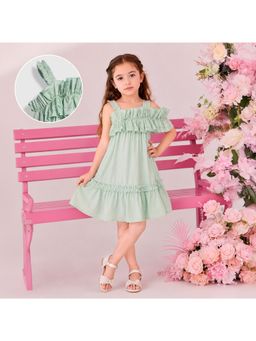 Purple United Kids - Girls Light Green Layered Frill Dress