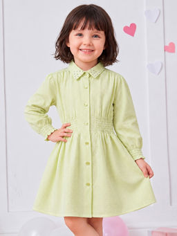 Purple United Kids - Girls Light Green Stripes Dress