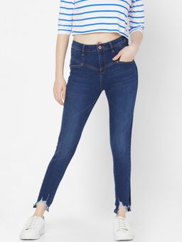 Spykar - Dark Blue Cotton Super Skinny Ankle Length Jeans For Women (alexa)