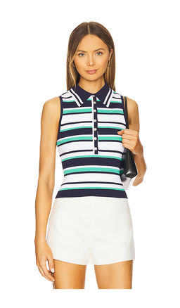 525 - Vivienne Johnny Collar Striped Tank