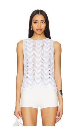 525 - Kayla Chevron Scalloped Tank
