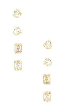 By Adina Eden - Bezel Stud Earring Combo Set (Set of 2)