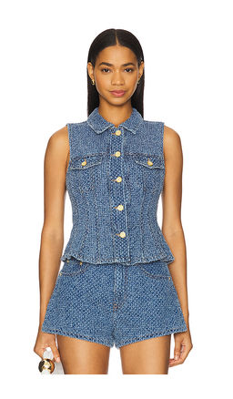 Ganni - Fluffy Denim Fitted Top