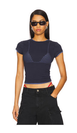 Jaded London - Double Layer Laser Cut Bra Tee