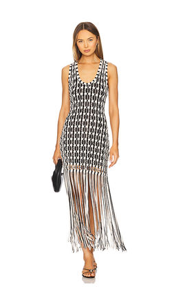 SIMKHAI - Sonia Tank Dress in White & Black Multi