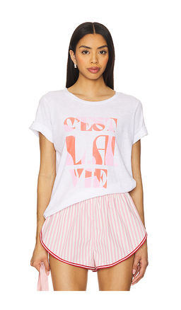 SUNDRY - Cest La Vie Rolled Sleeve Tee