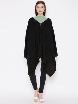 KnitStudio - Black Solid Knitted Shawl