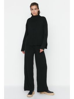 Trendyol - Womens Black Solid Co-Ord (Set of 2)