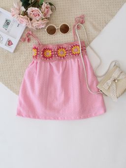 Woonie - Pink Floral Regular Fit Dress