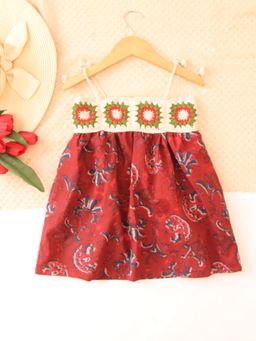 Woonie - Red Printed Regular Fit Dress