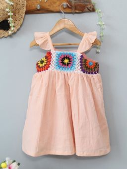 Woonie - Peach Solid Regular Fit Dress