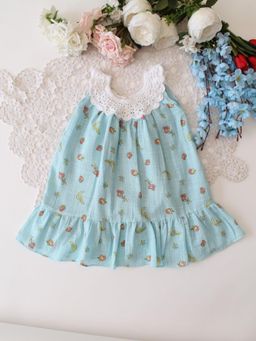 Woonie - Blue Printed Regular Fit Dress