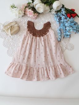 Woonie - Beige Printed Regular Fit Dress