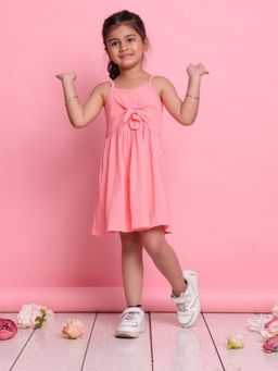 SAKA DESIGNS - Peach Solid Flared Fit Dress